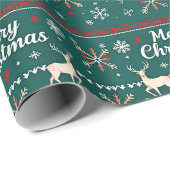 Frohe Weihnachten Nordic Muster Geschenkpapier (Rolleneckpunkt)