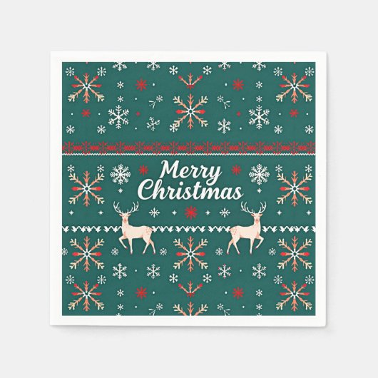 Frohe Weihnachten Nordic Muster Serviette (Vorderseite)