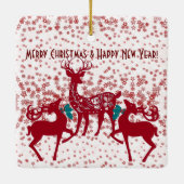 Frohe Weihnachten Nordic Rentier Snowflakes Scandi Keramikornament (Rückseite)