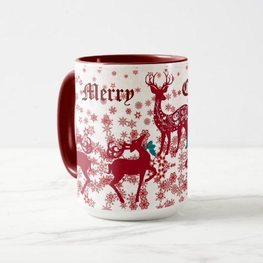 Frohe Weihnachten Nordische Schneeflocken Scandia Tasse (Vorderseite Links)