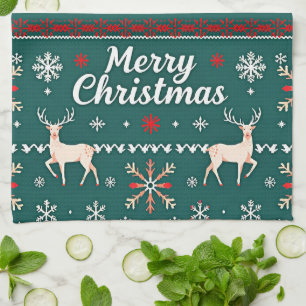 Frohe Weihnachten nordisches Muster Geschirrtuch