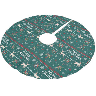 Frohe Weihnachten nordisches Muster Polyester Weihnachtsbaumdecke