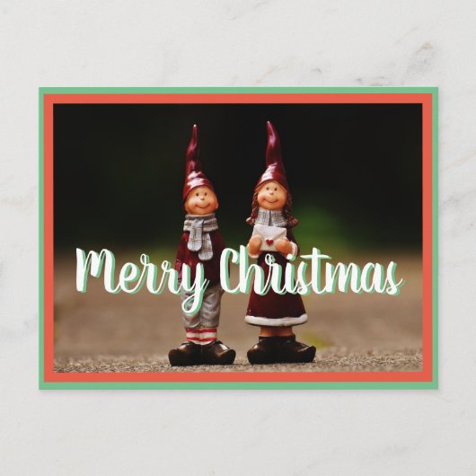 Frohe Weihnachten Nordpol Elfen Postüberqueren Postkarte (Vorderseite)