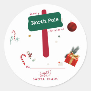 Frohe Weihnachten Nordpol Santa Claus  Runder Aufkleber