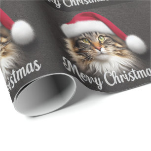 Frohe Weihnachten Norwegische Waldkatze, Santa Kit Geschenkpapier