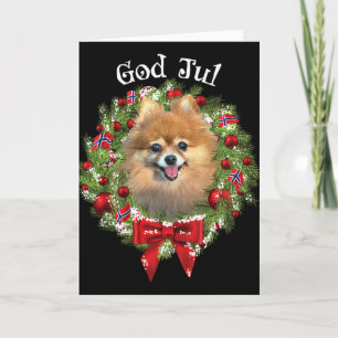 Frohe Weihnachten Norwegischer Pomeranian-Hund Wei Karte