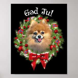 Frohe Weihnachten Norwegischer Pomeranian-Hund Wei Poster