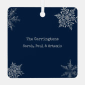 Frohe Weihnachten Not leidende Schneeflocken Custo Ornament Aus Metall (Rückseite)