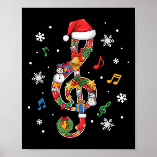 Frohe Weihnachten Notenschlüssel Musikliebhaber Ki Poster