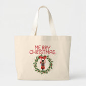 Frohe Weihnachten, Nutcracker & Red Bow Tote Tasch Jumbo Stoffbeutel (Vorne)