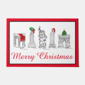 Frohe Weihnachten NYC Gebäude Sehenswürdigkeiten U Fußmatte (Vorderseite)