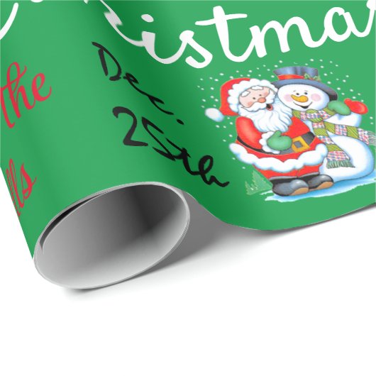 Frohe Weihnachten oder DIY Happy Holidays Grün Wei Geschenkpapier (Rolleneckpunkt)