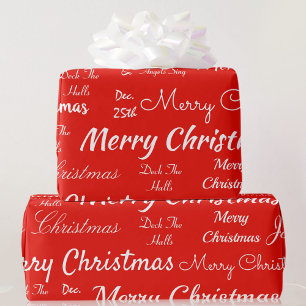 Frohe Weihnachten oder DIY Happy Holidays Red & Wh Geschenkpapier