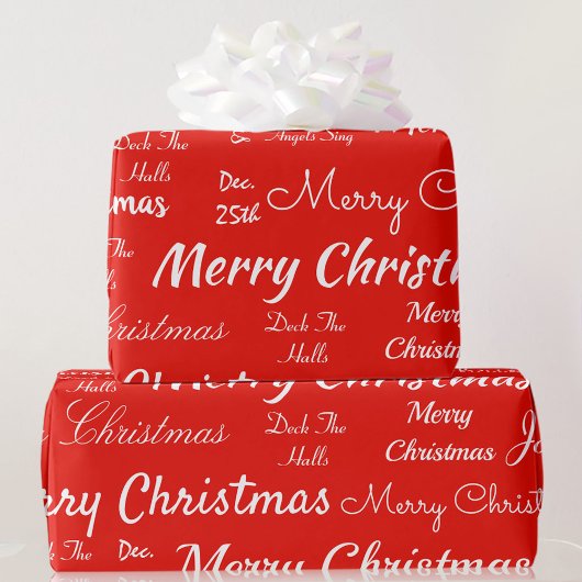 Frohe Weihnachten oder DIY Happy Holidays Red & Wh Geschenkpapier