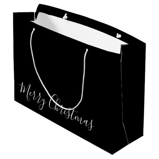 Frohe Weihnachten, oder DIY-Nachricht, weiß und sc Große Geschenktüte (Rückseite Schrägansicht)