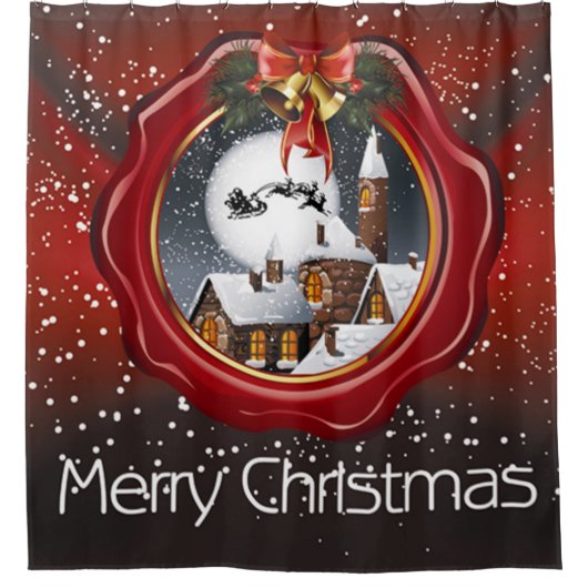 Frohe Weihnachten - Olden Days Duschvorhang (Vorderseite)