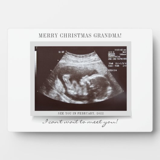 Frohe Weihnachten Oma Baby Reveal Scan Fotoplatte (Vorderseite)