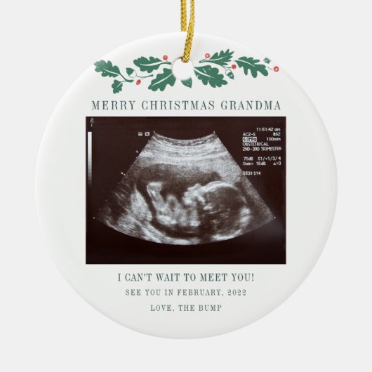 Frohe Weihnachten Oma Baby Ultrasound Keramik Ornament (Vorne)