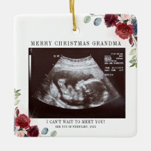 Frohe Weihnachten Oma Floral Ultrasound Foto Keramikornament