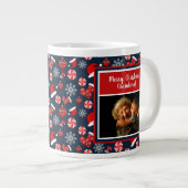 Frohe Weihnachten Oma Foto Holiday Pattern Jumbo-Tasse (Vorderseite Rechts)