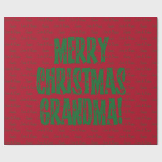 Frohe Weihnachten Oma Green Stars Typografie Red Geschenkpapier (Flach)