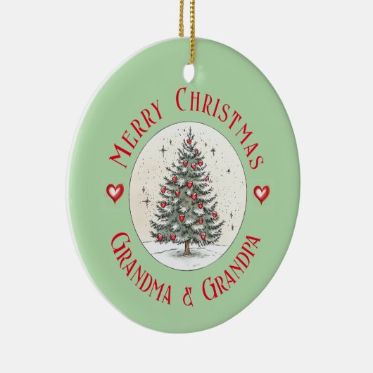 Frohe Weihnachten Oma & Opa Geschenk, Foto Keramik Ornament (Rechts)