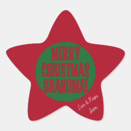 Frohe Weihnachten Oma Red Green Stars Typografie Stern-Aufkleber