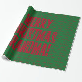 Frohe Weihnachten Oma Red Stars Typografie Green Geschenkpapier (Ungerollt)