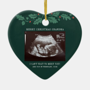 Frohe Weihnachten Oma Schwangerschafts-Scan-Foto Keramik Ornament