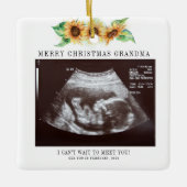 Frohe Weihnachten Oma Sonnenblume Ultrasound Foto Keramikornament (Vorderseite)