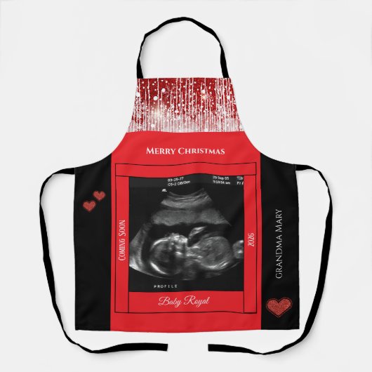 Frohe Weihnachten Oma Sonogram Baby kommt bald Schürze (Vorderseite)
