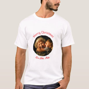 Frohe Weihnachten Oma Tochter Foto Kreis T-Shirt