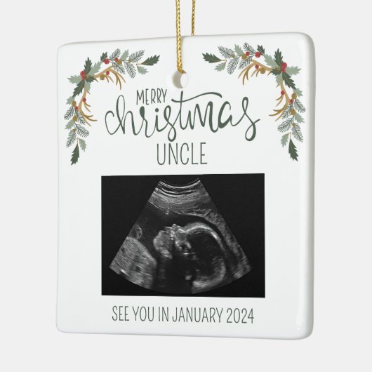 Frohe Weihnachten Onkel Ultrasound Foto Keramikornament (Links)