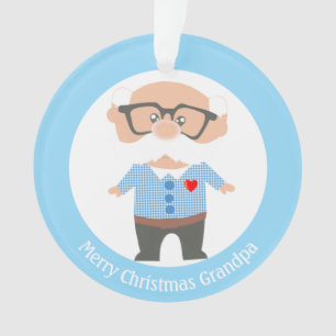 Frohe Weihnachten Opa auf Hellblau und Weiß Ornament