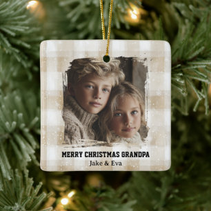 Frohe Weihnachten Opa Familienfoto-Ornament Keramikornament