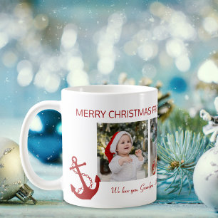 Frohe Weihnachten Opa Nautical 4 Foto Collage Kaffeetasse