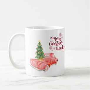 Frohe Weihnachten Opa RED TRUCK Personalisiert Kaffeetasse