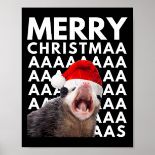 Frohe Weihnachten Opossum Schreiender Spaß Männer Poster