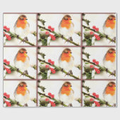 Frohe Weihnachten Orange Bird Urlaub Geschenkpapier (Flach)