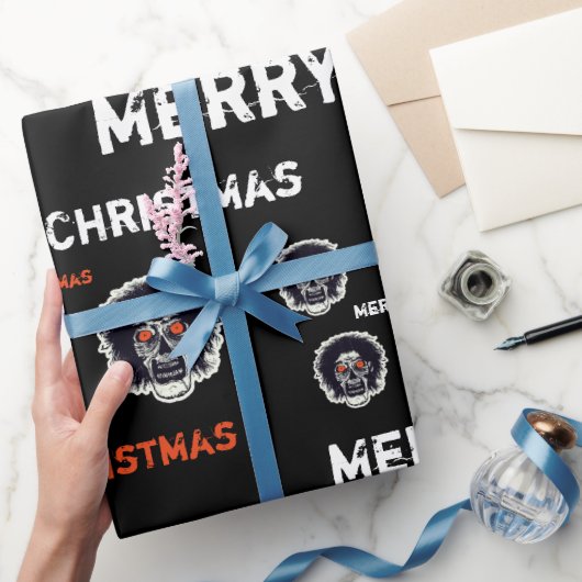 Frohe Weihnachten Orange Eyes Zombie Geschenkpapier (Schenken)