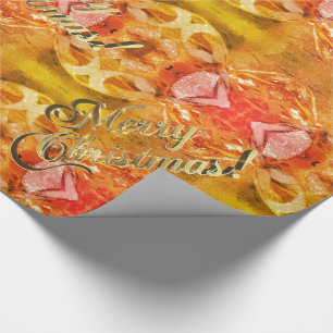 Frohe Weihnachten Orange Gold Script Elegante Chic Geschenkpapier