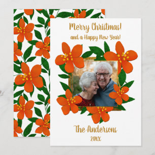 Frohe Weihnachten   Orange Red Florals Foto