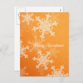 Frohe Weihnachten Orange White Snowflakes Minimali (Vorne/Hinten)