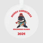 Frohe Weihnachten Orca Anchorage Alaska Ornament (Rückseite)