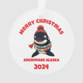 Frohe Weihnachten Orca Anchorage Alaska Ornament (Vorderseite)