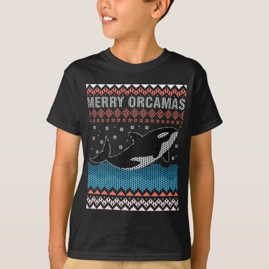Frohe Weihnachten. Orca Killer Wal Ugge Weihnachte T-Shirt (Vorderseite)