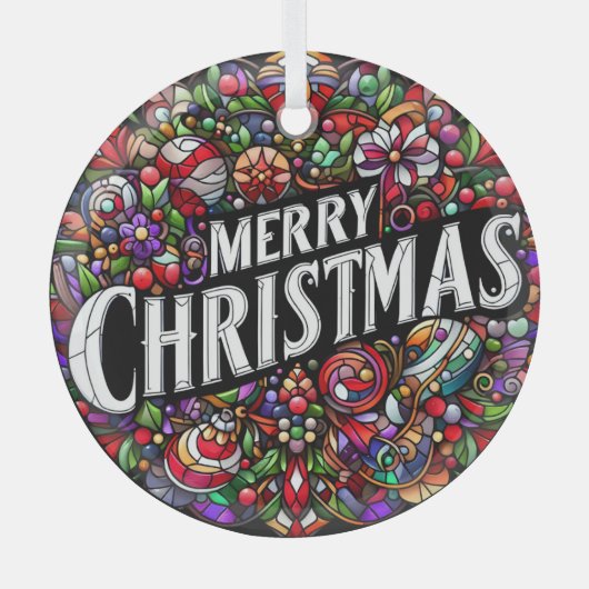 Frohe Weihnachten Ornament Aus Glas (Vorderseite)