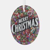 Frohe Weihnachten Ornament Aus Glas (Vorderseite links)