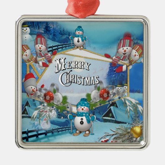 Frohe Weihnachten Ornament Aus Metall (Vorne)