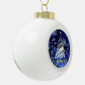 "Frohe Weihnachten" Ornament White on Blue (Links)